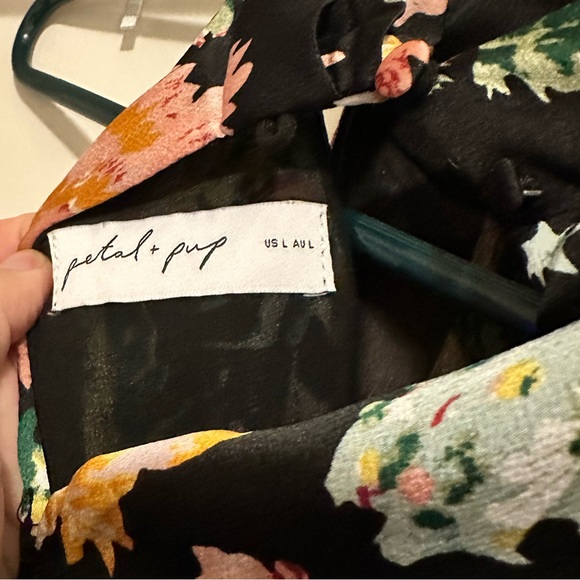 Petal & Pup black floral satin dress, size Large. OR BEST OFFER - Picture 3 of 4